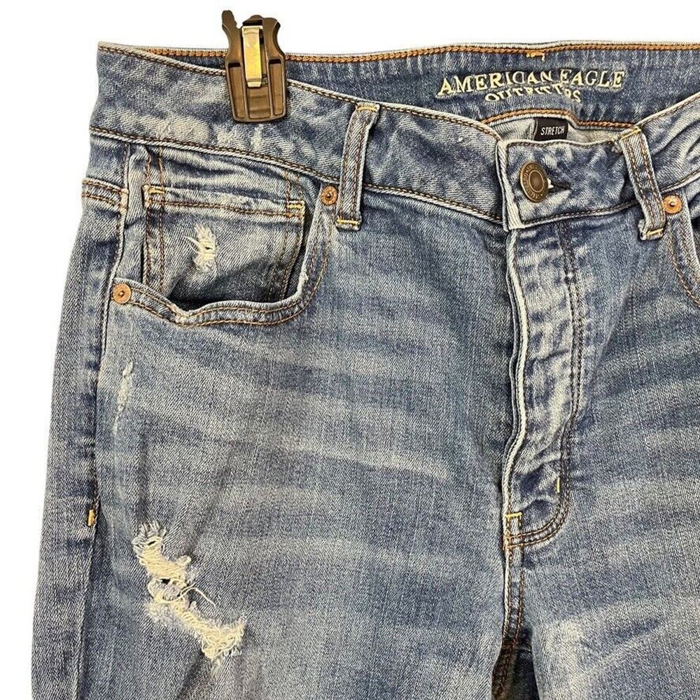 American Eagle Tomgirl Tom Girl Womens Distressed Mid Rise Stretch Jeans sz 14 - Picture 5 of 16